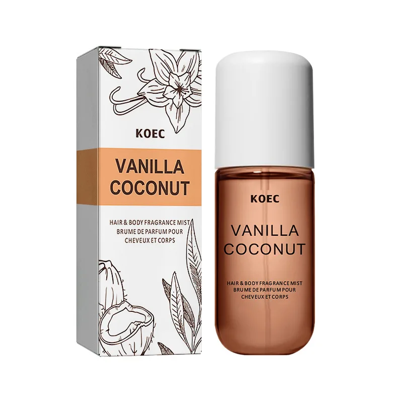Brume parfumée KOEC Vanille & Noix de coco. Parfum rafraîchissant et hydratant aux trois notes végétales. Contient du propylène glycol._voghion.com