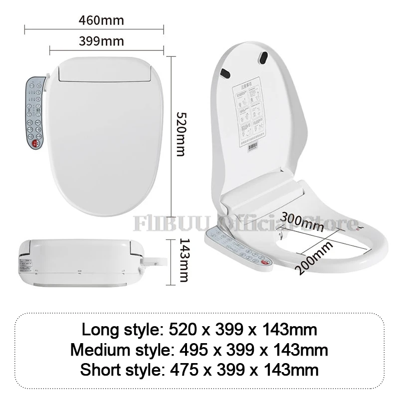 Smart Bidet Toilet Seat Elongated Cover Warm Air Dryer Warm Water Heated Seat Soft Close Toilet Lid Night Light Rear Front Wash