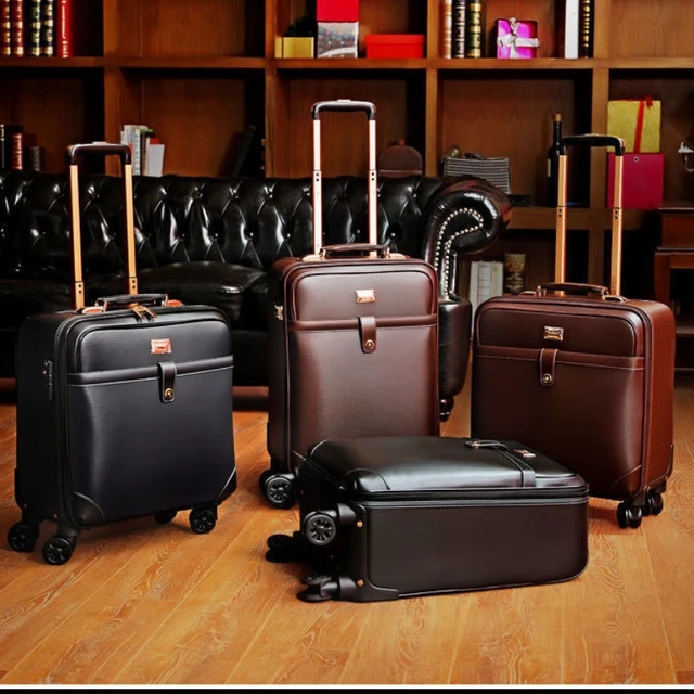 KLQDZMS 16 Inch Men's Suitcase Set Business Trolley Case PU