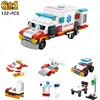 City Series Medical Ambulance 6 In1 MOC Building Blocks Kit Bricks Rescue Vehicles Doctor Car Classic DIY Model Kid For Toy Gift 2
