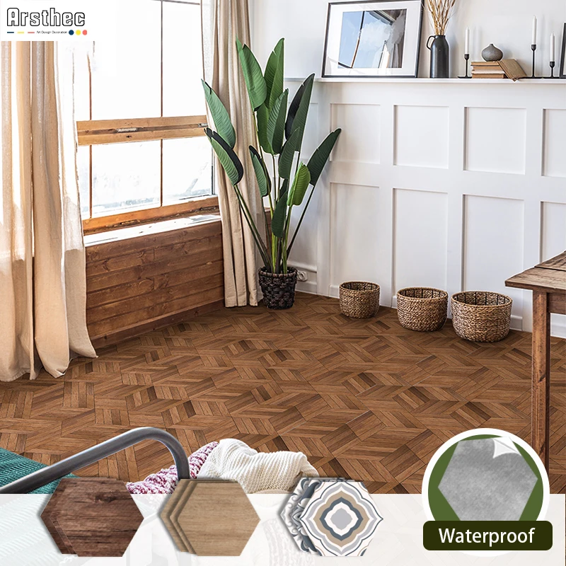 Funlife Selfadhesive Flooring Vinyl Wood Design Floor Tiles Sticker