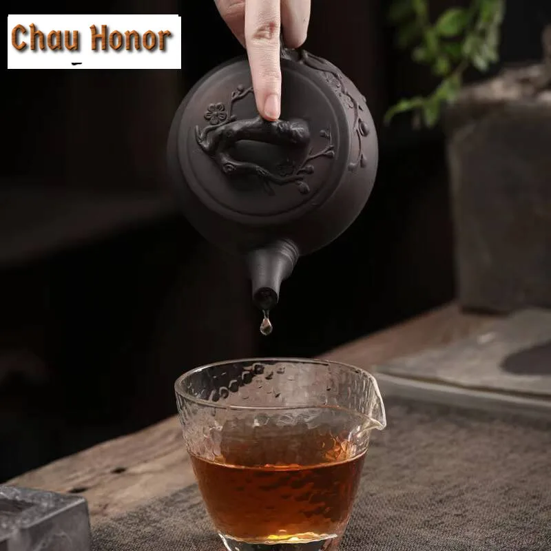 170ml Qingxi Purple Pottery Plum Blossom Teapot Handmade Household Unglazed Frosted Teapot Kungfu Teaset Tea Ceremony Drinkware