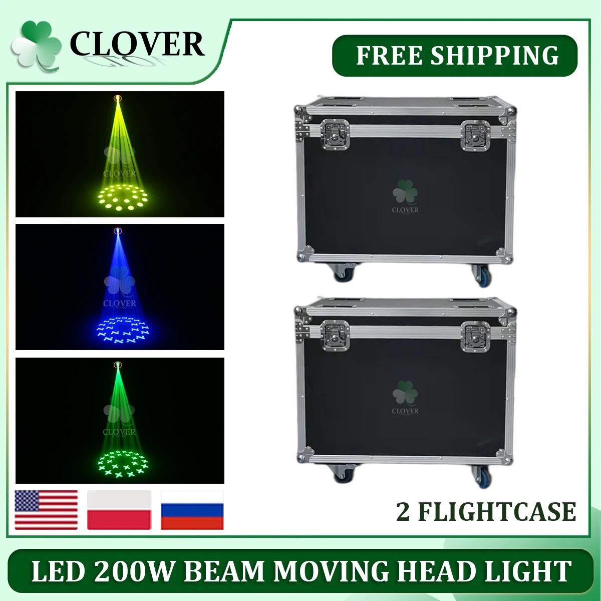 

Only 2Pcs Flight Cases For LED Moving Head Light 200W Beam Spot 24 Prisms Dmx Stage Light Effect For Christmas DJ Disco Bar