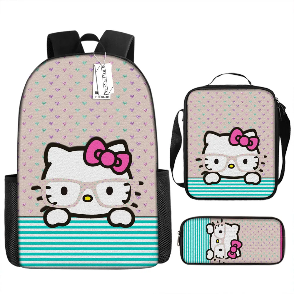 thumbnail image 1 of Juego de 3 mochilas Sanrio Hello Kitty Kuromi, bolsa para el almuerzo, bolsa para lápices, bolsa para la escuela, bolsa para estudiantes de primaria y secundaria, regalo de cumpleaños para niñas, 1 of 5