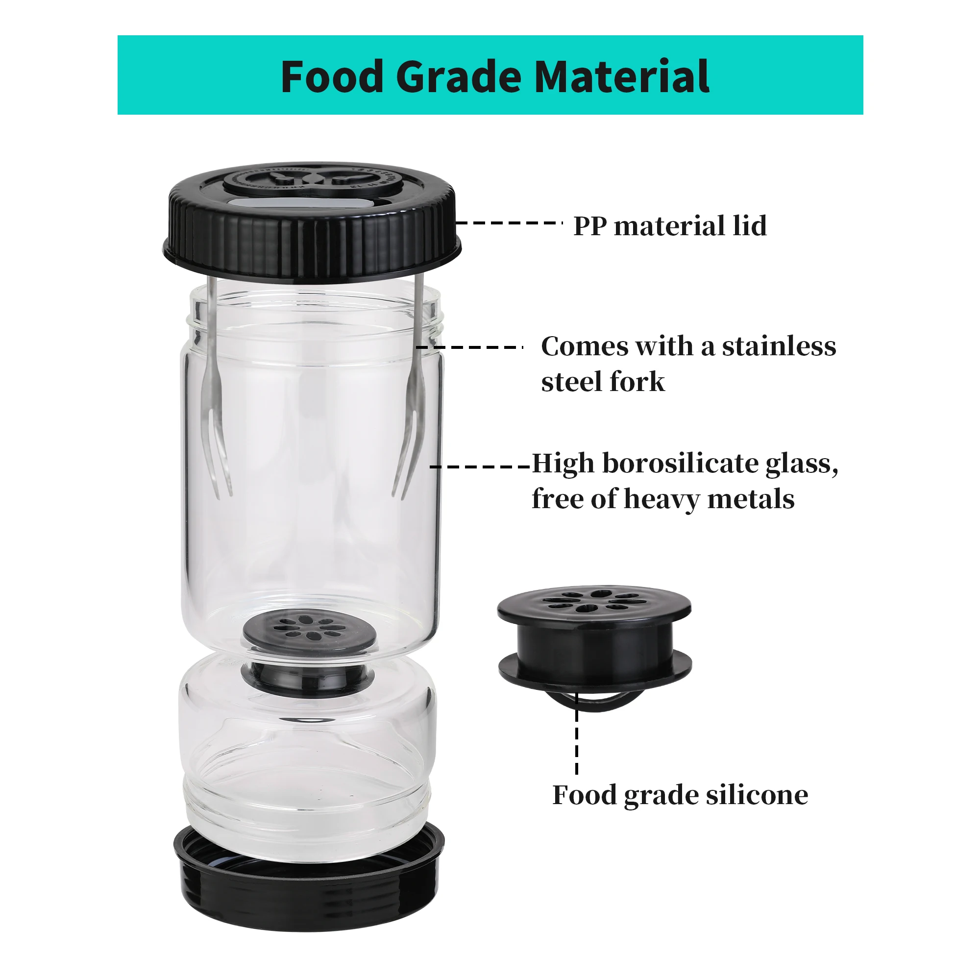 Glass Olive and Pickle Strainer Jar, Olive Container Hourglass Jar with Strainer Flip Pickle Container for Airtight Food Storage 2