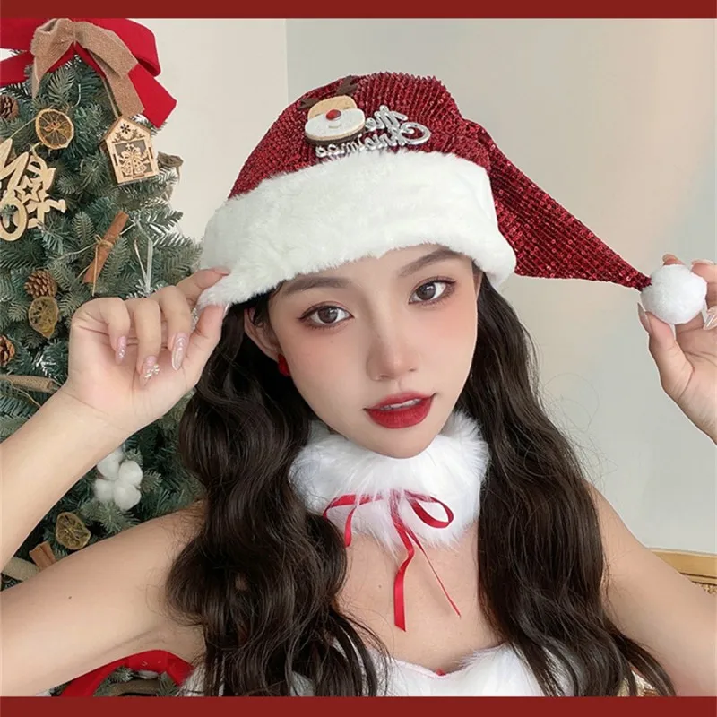 Cartoon Santa Hat Old Man Christmas Decoration Snowman Deer Red Hats Adult Children's Xmas Cap Gift New Year Party Supplies