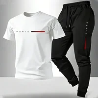 Nouvel Arrivage 2026 – Ensemble Sport Décontracté Homme : T-shirt et Pantalon de Survêtement Printemps-Été à Manches Courtes – Tenue Quotidienne Tendance pour Homme 2
