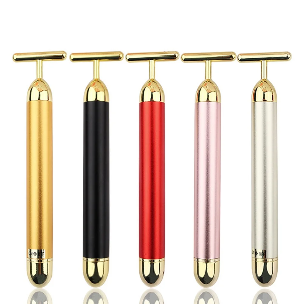 Facial Massager 24k Gold Facial Slimming Face Beauty Bar Pulse Firming Facial Roller Massager Lift Skin Tightening Wrinkle Vibrating Tool