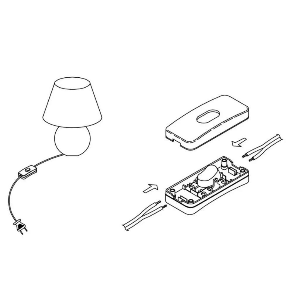 Interruttore In Linea Per Lampada - 2 Pezzi Bianchi - Bipolare Per Cavo Alimentazione - Per Lampade Da Tavolo E Comodino