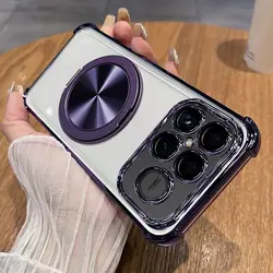 360 Degree Rotating Magnetic Shockproof Plating Phone Case for POCO F8 Ultra (PURPLE)