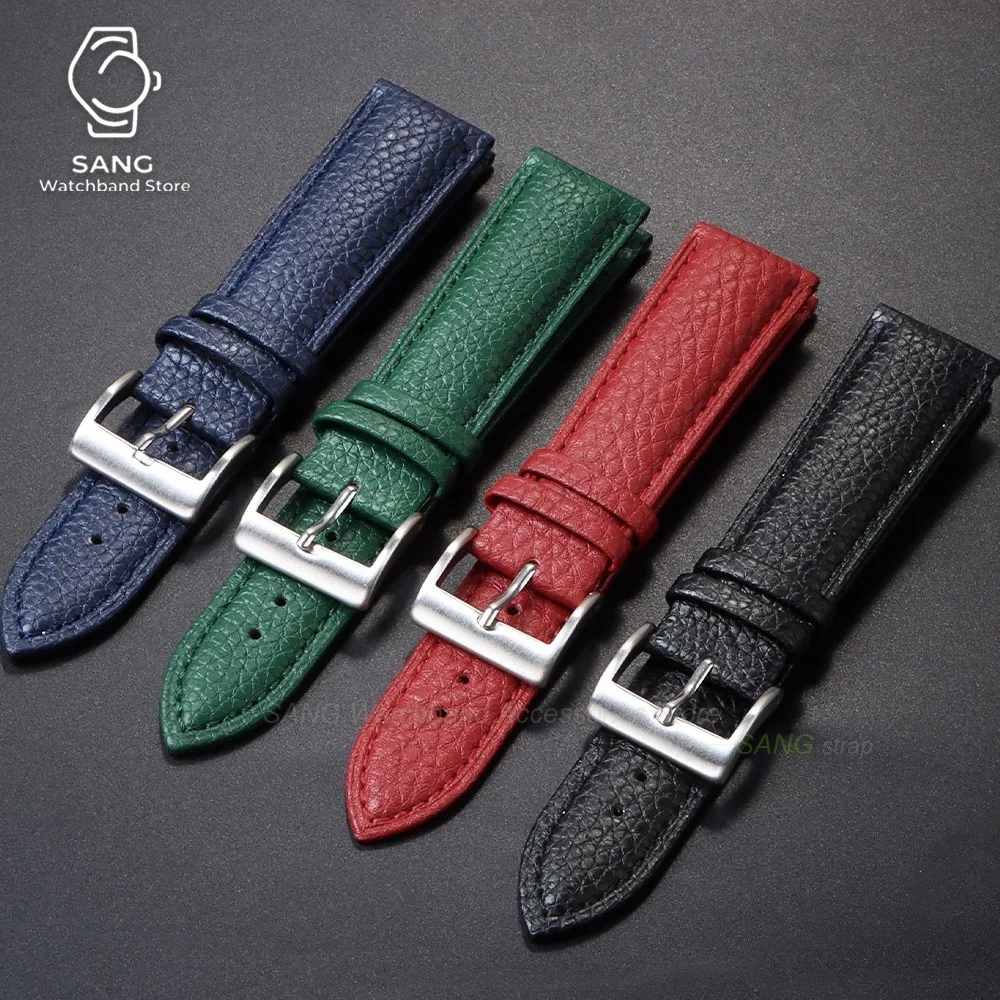 Universal Leather Watchband with Solid Buckle - Calfskin Strap