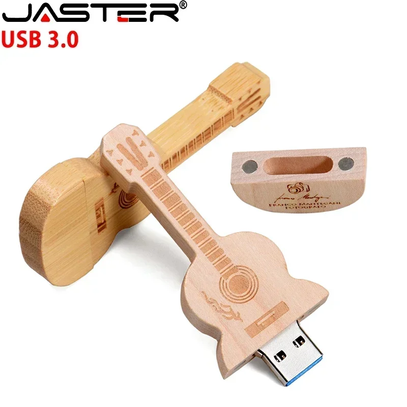 Jaster-guitarra de Madeira Usb 3.0 Flash Drive com Logotipo Personalizado Gratuito Memory Stick Criativo Presentes de Casamento Pendrive 16gb 32gb 64gb 128gb - Imagem 4