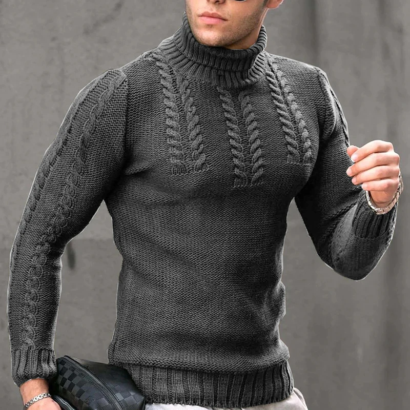 Winter Thick Warm Sweater Men Casual Long Sleeve Turtleneck Slim Knitted Jumper Tops Fall Mens Clothes Vintage Knitting Sweaters