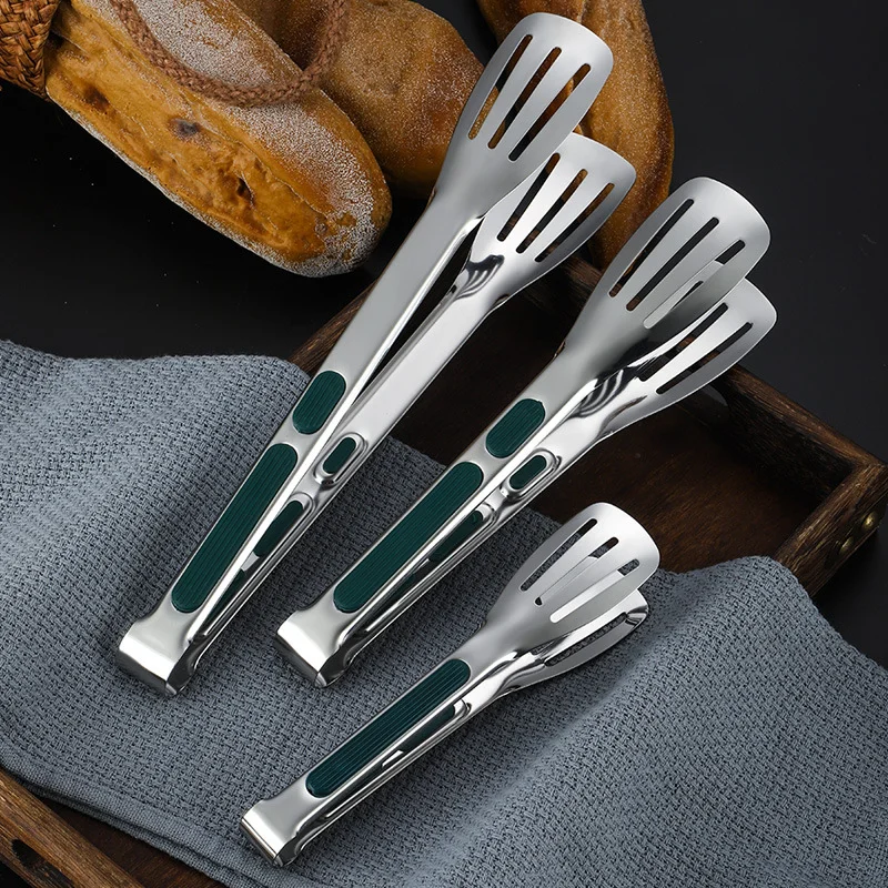 7/9/12inch Stainless Steel Food Clip Non Slip BBQ Tongs Silicone Non ...