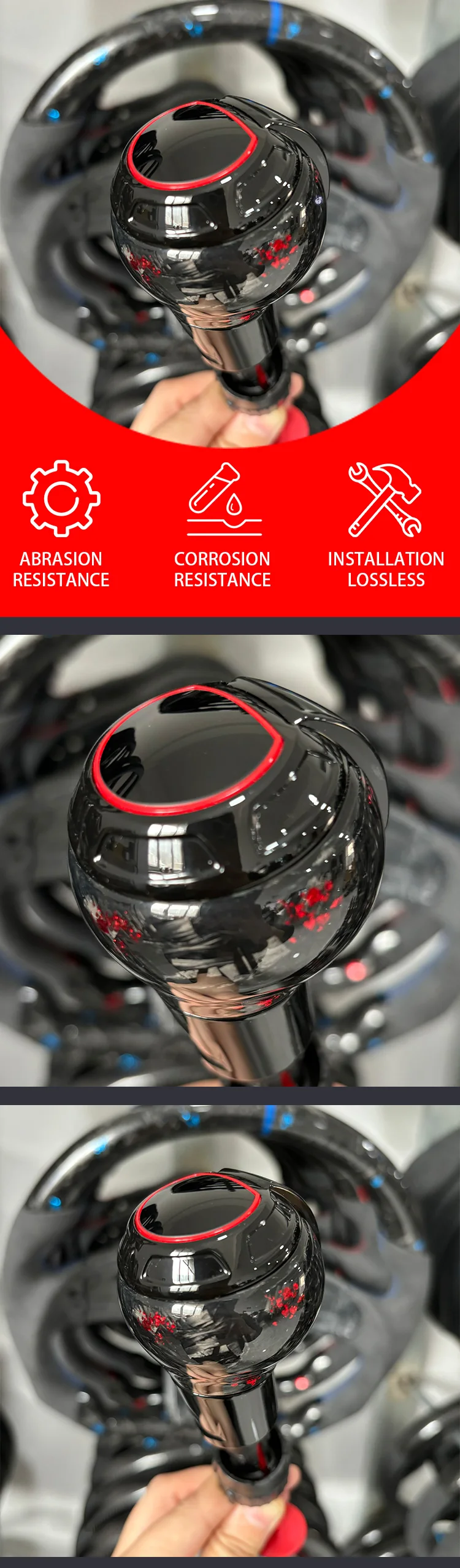 Shift Knob for Audi A3 S3 RS3 Q5 S6 RS6 A4 A5 A7 A6, Red Forged carbon fiber Gea