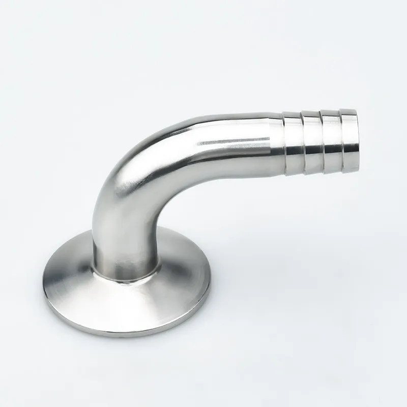 12.7/16/19/25/32/38/45/51/Mm OD SS304 Sanitary Hose Barb Pipe Fitting 1.5 2” Tri Clamp 50.5mm/64mm Ferrule 90 Degree Elbow