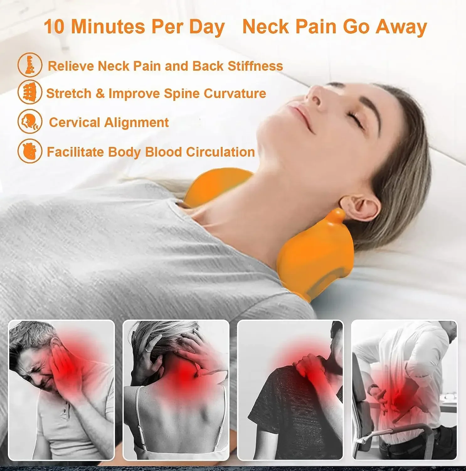 Cervical Traction Device Pillow Neck Stretcher Equipment for TMJ Neck Pain Relief Neck and Shoulder Relaxer 3