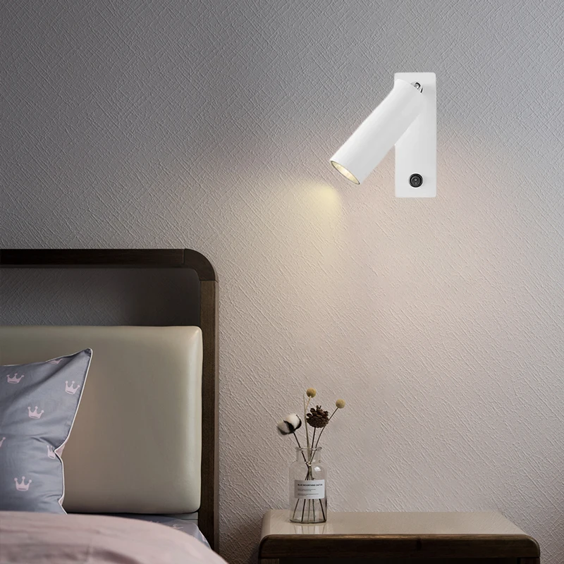 LED Wall Lamp with Switch 3W Modern Folding Rotation Sconce Indoor Wall Light for Hotel Home Bedroom Bedside Reading Light