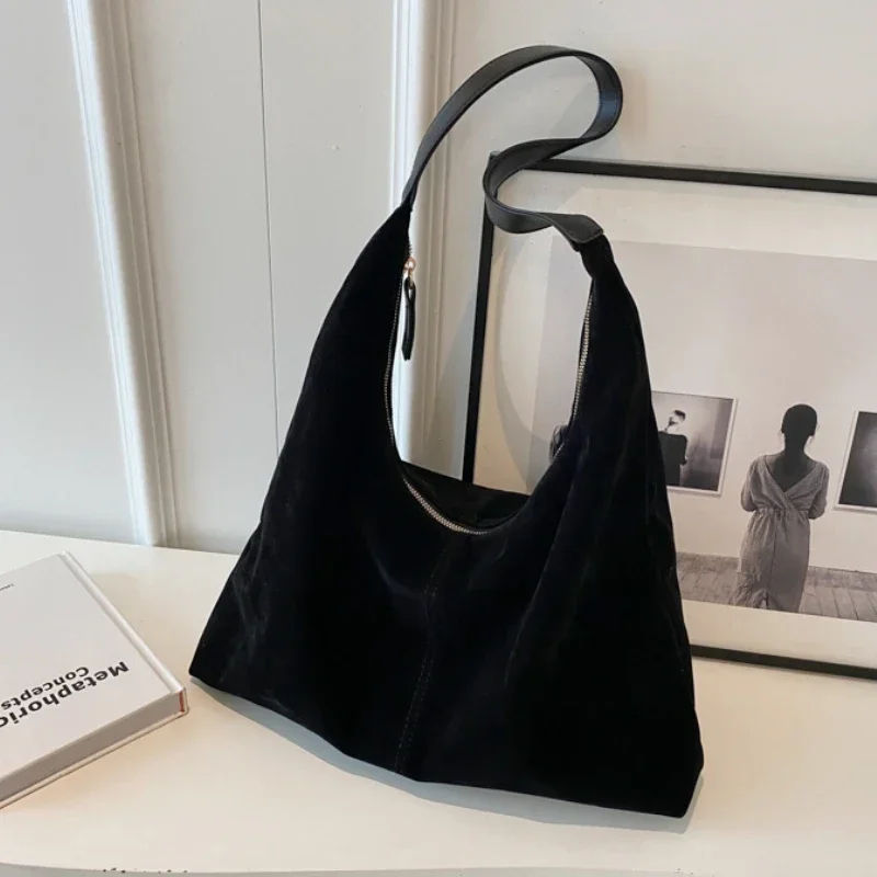 Vintage Suede Large Capacity Tote Bag - Autumn/Winter Fashion Trend
