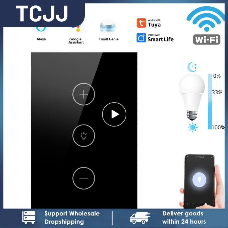 

Wi-Fi настенный сенсорный беспроводной смарт-таймер Tuya стандарта США работа с домом Alexa умный дом бесконечный переключатель с регулировкой яркости