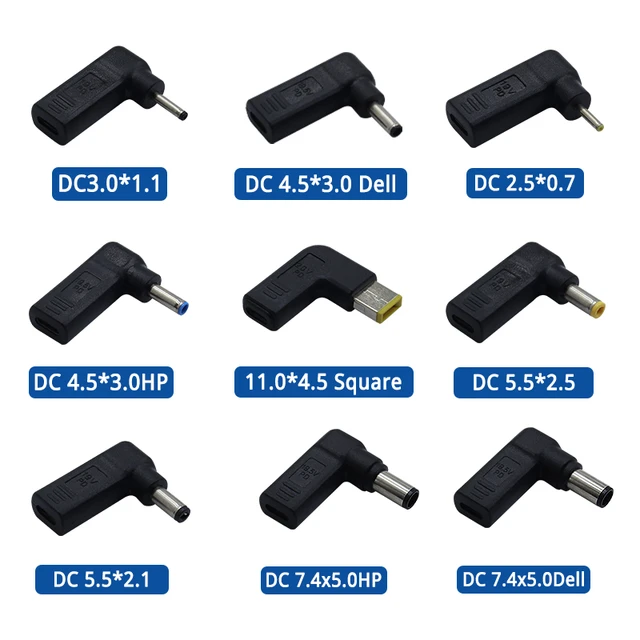 Adaptador de corriente USB 3,1 tipo C para cargador de ordenador portátil,  convertidor hembra a 4,0, 5,5x2,5, 4,5x3,0, 1,7mm x 4,0, Dc PD, enchufe de  carga rápida - AliExpress