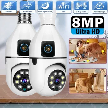 WiFi IP Camera E27 Bulb Cam 8MP Wireless Baby Monitor AI Tracking Security Video Surveillance Pet Cameras 5MP SmartLife Indoor 1