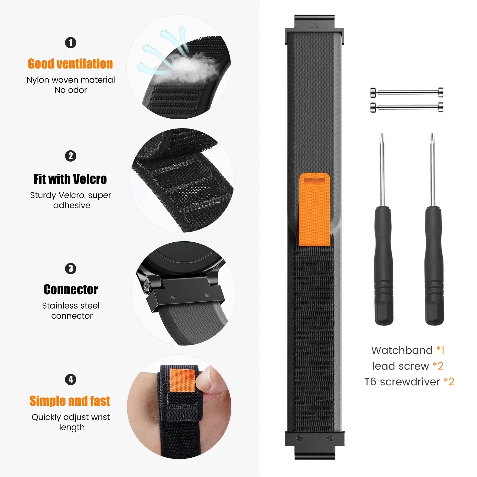 Nylon Replacement Watch Band Strap – Durable Adjustable Bracelet