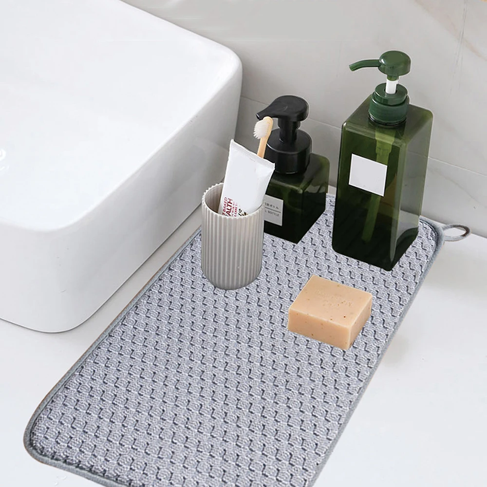 Kitchen Dish Drying Mat In The Cabinet Drying Mats Microfiber Absorbent Table Placemat Non Slip Heat Resistant Drain Drying Pad