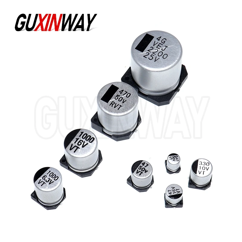 10PCS SMD Aluminum Electrolytic Capacitor 6.3V 10V 16V 25V 35V 50V 1UF 2.2UF 10UF 22UF 47UF 100UF 220UF 470UF 1000UF