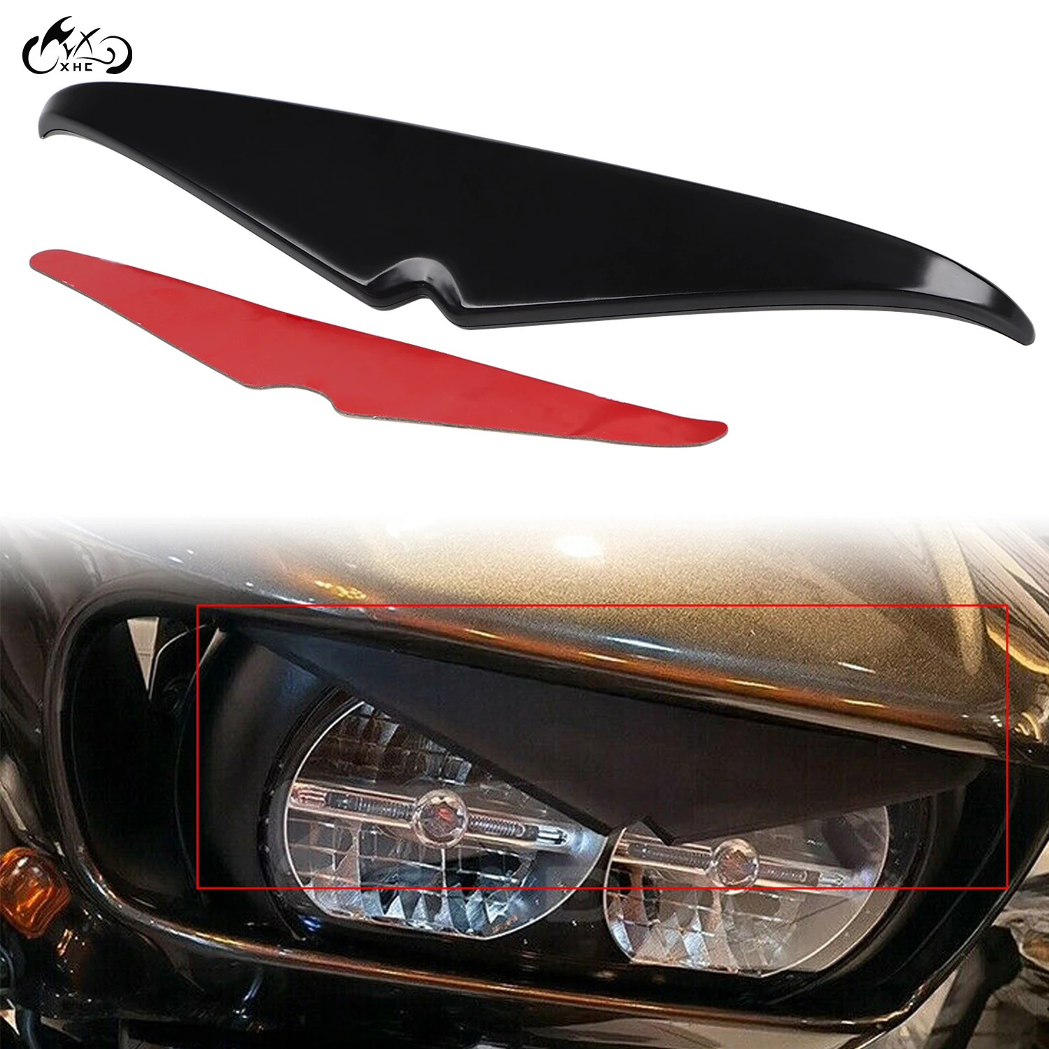 Matte Black Headlamp Headlight Eyebrow Eyelid Trim For Harley 1520
