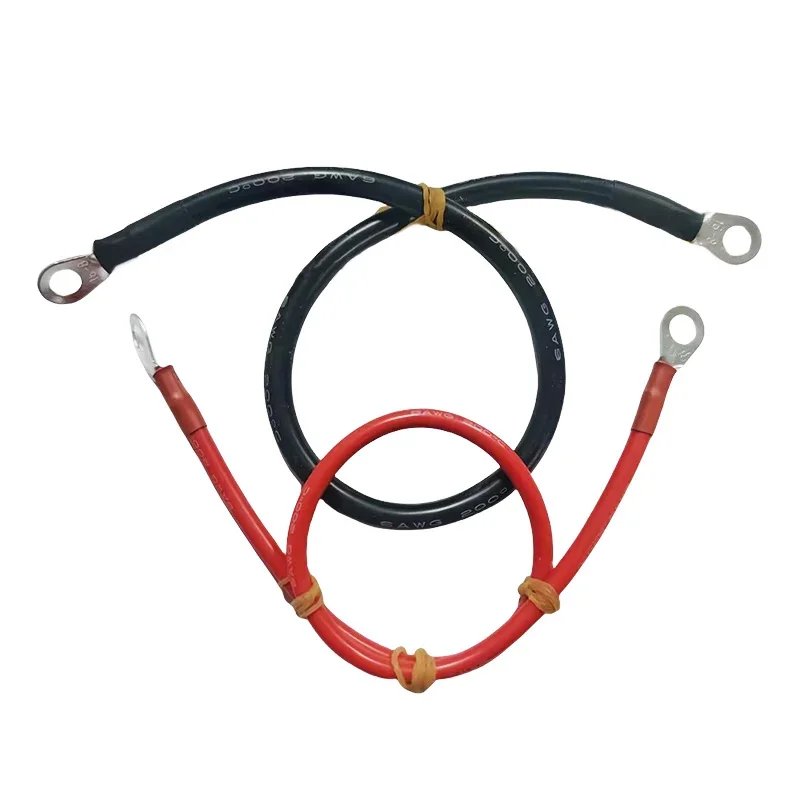 Heavy-Duty Battery Inverter Cable Set with Copper Terminals for Solar Power Connection