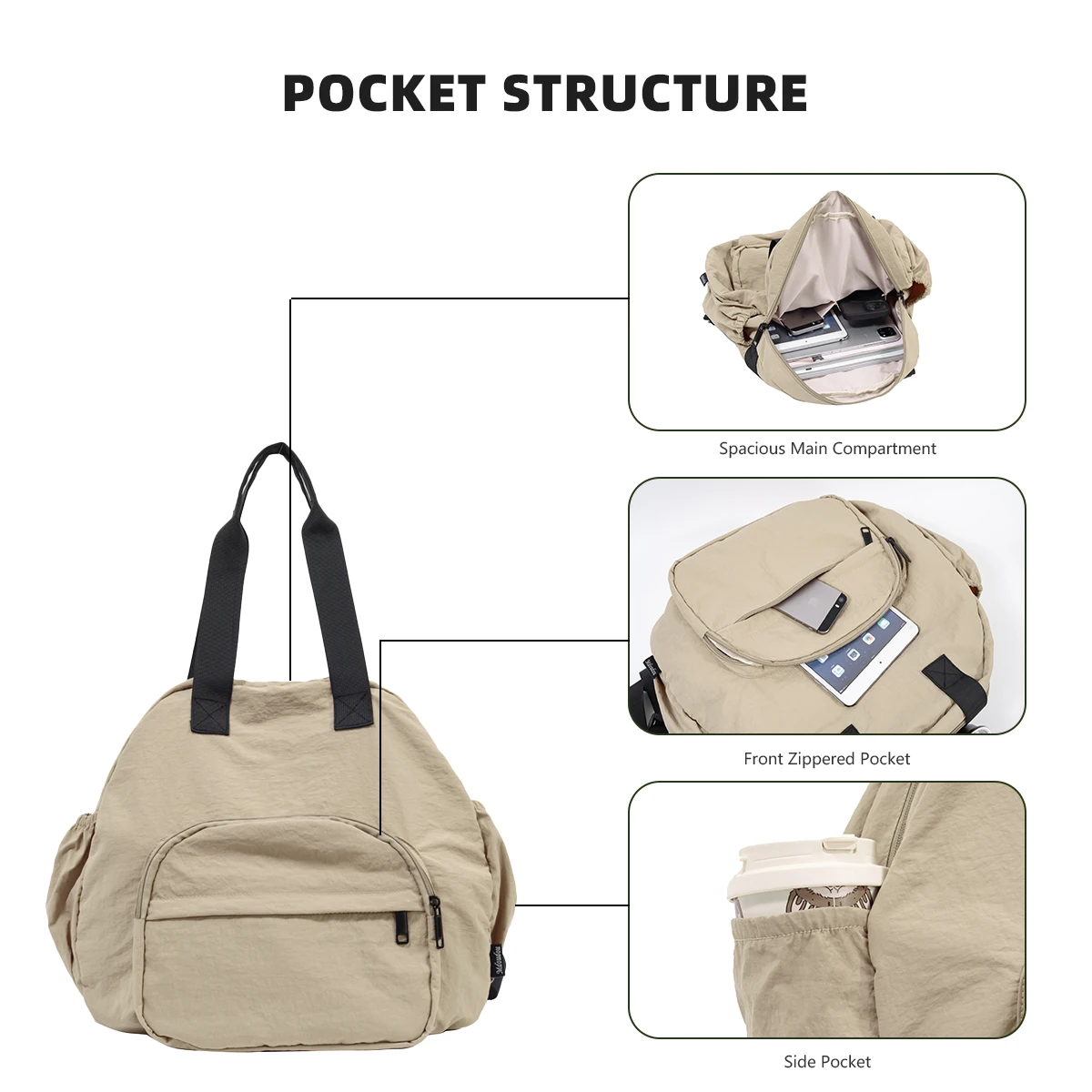 New Style Backpack for Men and Women, Single Shoulder Tote, Large Capacity, Lightweight Cloth Bag, Versatile, Casual, Commuting, Student Travel Backpack, Shopping