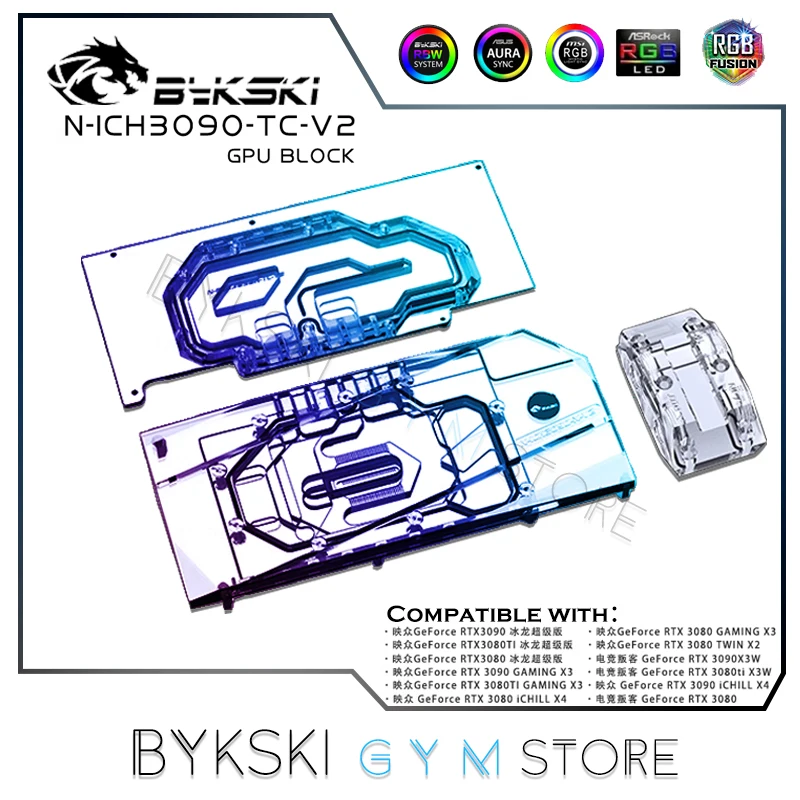 Bykski Video Card Water Block Per Inno3D Ichill Rtx 3080 3080Ti 3090Gpu Active Backplate Double Side Vram Cooler N-Ich3090-Tc-V2