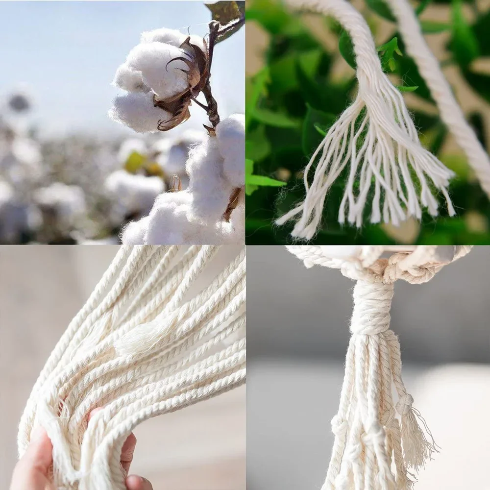 Macrame Cord 1/2/3/4/5/6/8/10mm Natural Cotton Twisted Macrame Rope String DIY Craft Knitting Making Plant Hangers Wall Hangings macrame cord