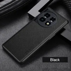 Elegant Cross-Pattern Leather Skin Luxury Phone Case for Oneplus 9 US (Black)
