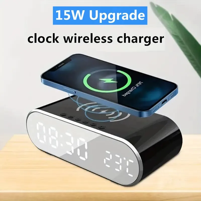 WirelessChargerAlarmClockTimeLEDDigitalThermometerEarphone