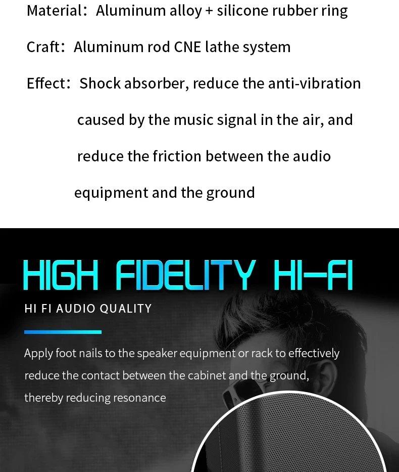 4 stücke Hifi Aluminium legierung Stoßdämpfer Fuß polster Audio verstärker Mixer Stoßdämpfer Anti-Rutsch-Fuß polster – Detail 7