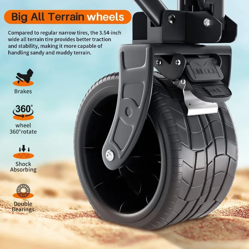 Wagons Carts Foldable, Collapsible Wagon,Wagon with Table Top,Beach Wagon with Big Wheels for Sand,Camping Sports Garden