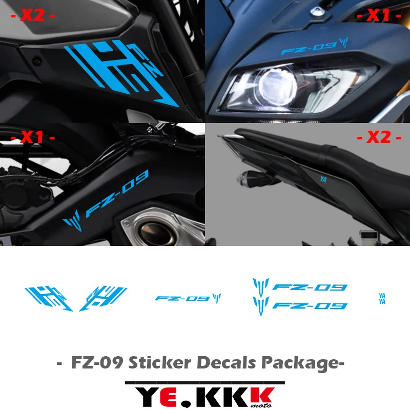 Front and Rear Shell Fairing Sticker Decals Hollow Custom For YAMAHA FZ-09 FZ09 FZ 09 MT 09 Sticker Decals Package for yamaha xt 600 z tenere 1983 1984 fairing shell sticker decal replica full car sticker decals xt600