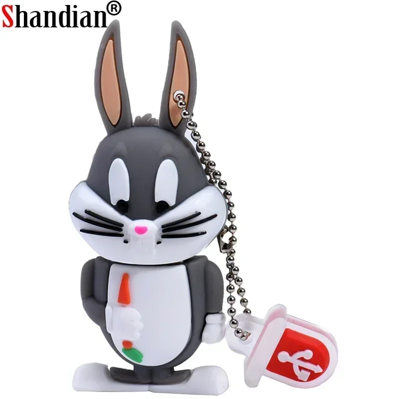 USB flash drive 64GB 32GB 16GB 8GB 4GB cute rabbit cartoon pen drive creative gifts for kids free key chain
