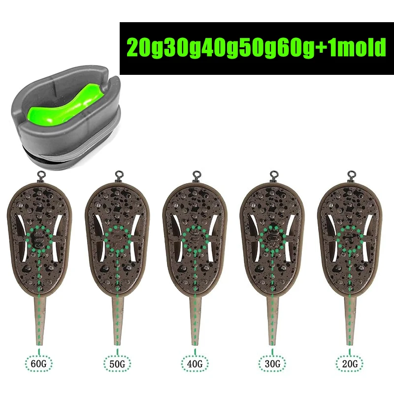 Carp Fishing Feeder Set YOTO Inline Fishing Bait with Quick-Release Mould for Carp Fishing Pellet Fishing Bait