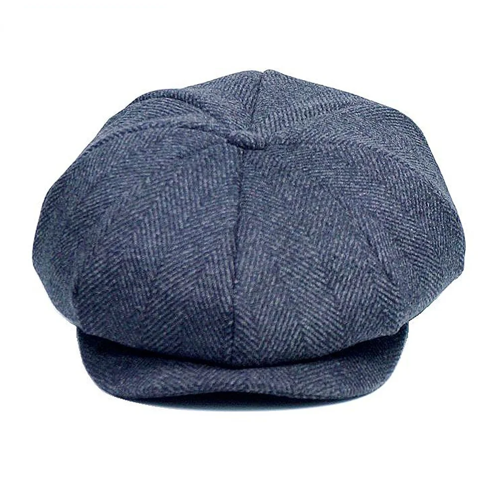 Wool Men Hat Tweed Plaid Newsboy Cap 
