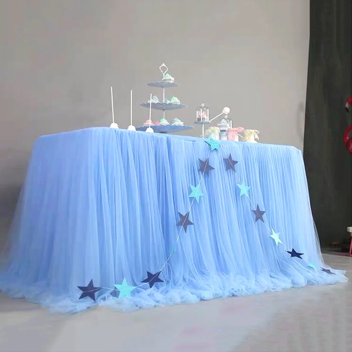 100x80cm Tulle Table Skirt Tableware Cover Wedding Birthday Halloween Home  Decor
