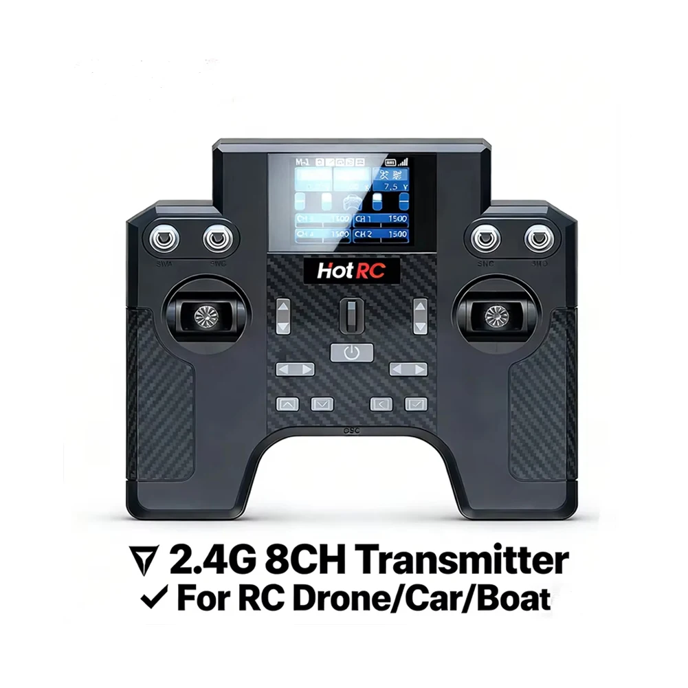 Émetteur RC HotRC HT-8A 8CH 2.4GHz pour hélicoptère avion voiture bateau