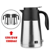 24V Water Kettle, Portable 1200ml Large Capacity 12/24V Car Truck Kettle Water Heater Bottle for Travel 1