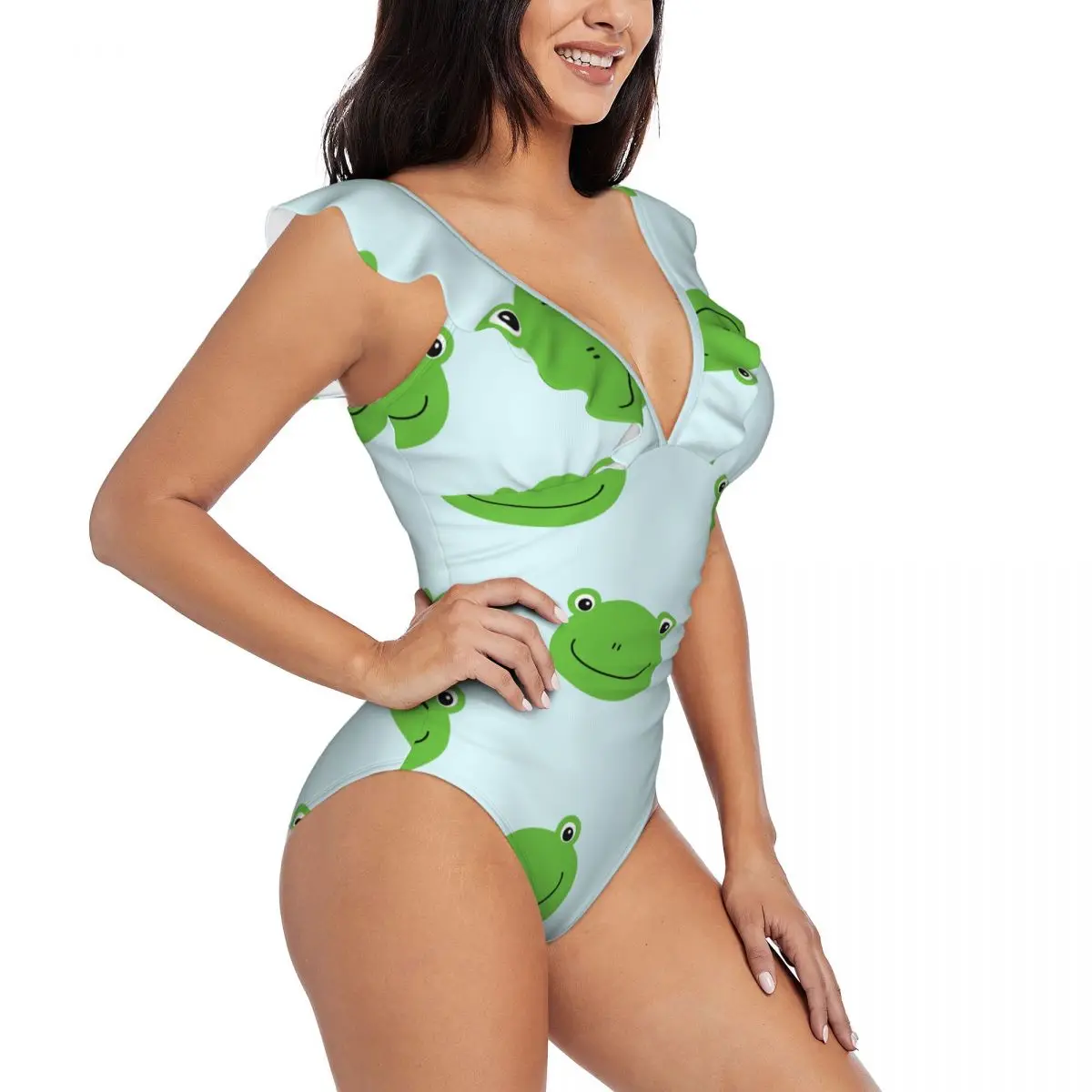 

Ruffle 2023 Women Sexy One Pieces Swimsuit Swimwear Female Cute Frogs Monokini Bathing Suit Beachwear