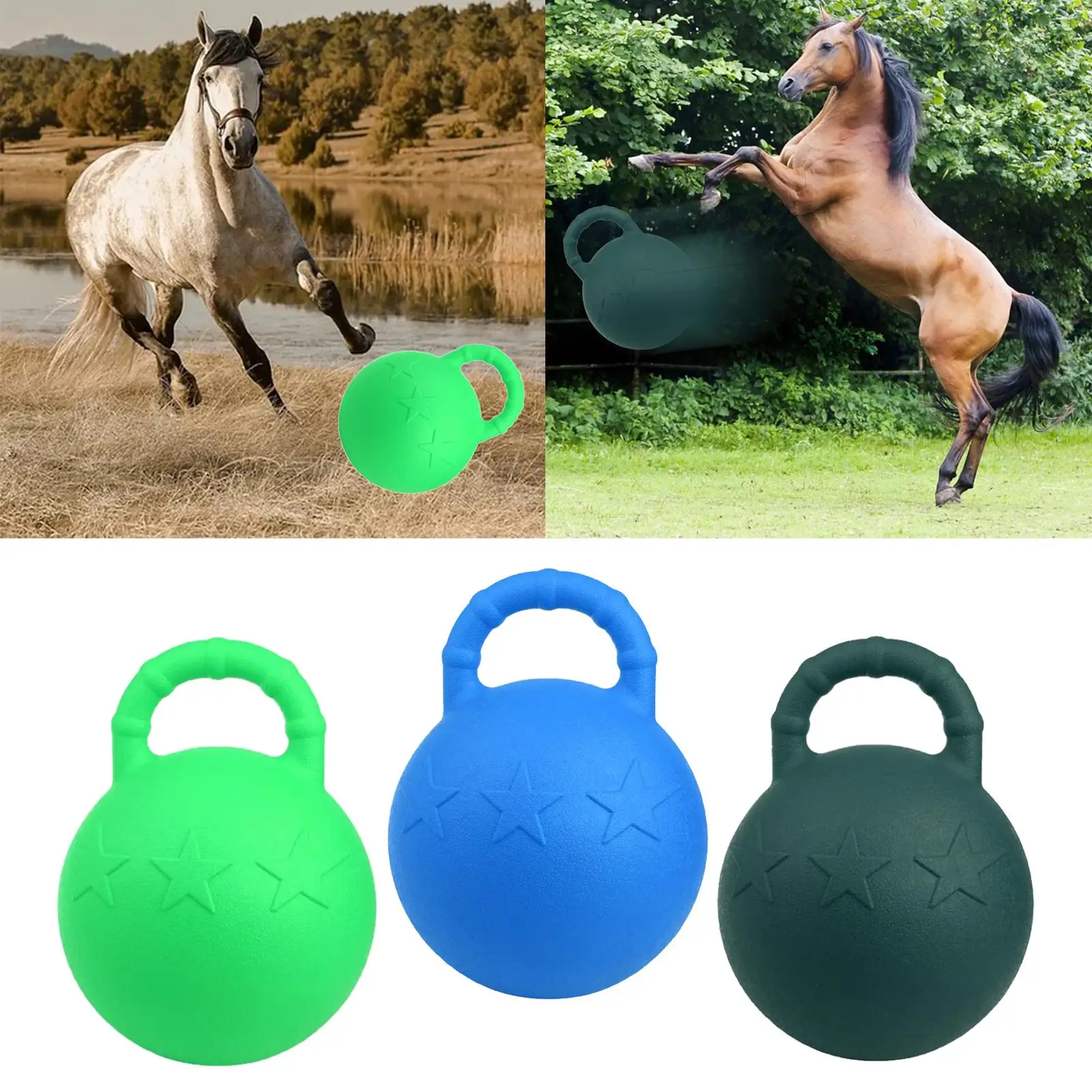 Equine Play Ball Anti Burst 25cm Horse Dogs Soccer Ball Herding with Handle 4