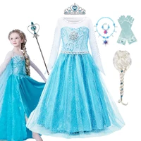 Snow Queen Elsa Costume Girls Carnival Birthday Princess Dress Kids Halloween Elsa Cosplay Party Dress Vesidos for 2-10Y