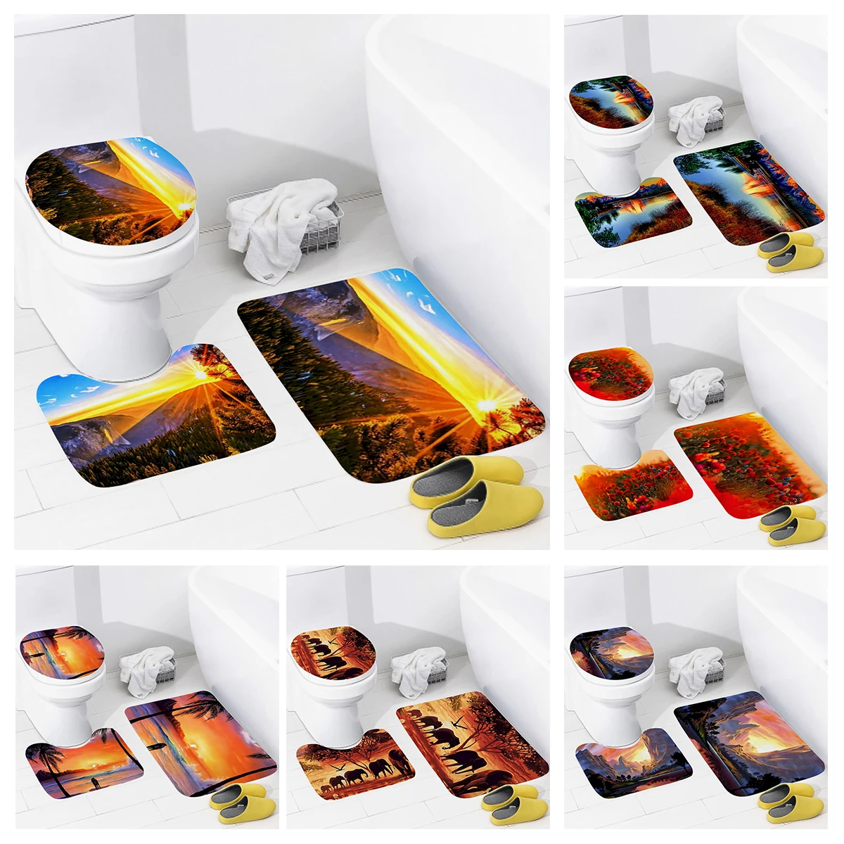 

home bathroom floor mats Oil painting style Bath Foot mat modern bathroom accessories rug Toilet mat Bathtub anti-slip carpet