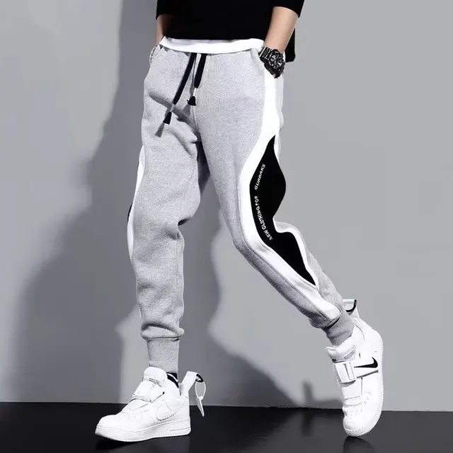 Hommes pantalons noirs Hip Hop cordon survêtement mode pantalon confortable mâle pantalon de survêtement décontracté ample taille élastique vêtements de sport 3